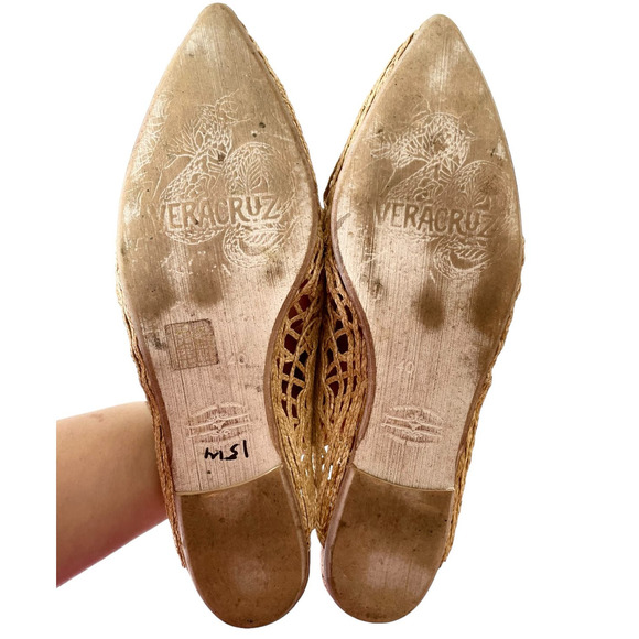 Sundance Veracruz Vintage Lace Mules Pointed Toe Raffia Artisans Dama Raffia - Picture 8 of 12